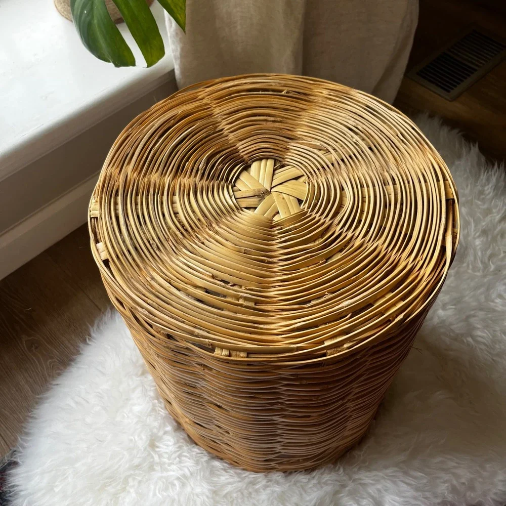 Vintage Rattan Storage Basket